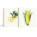 Wall26 2 Panel Square Canvas Wall Art - Turnip and Corn Watercolor | Fruits Watercolor Art and Illustrations - Giclee Print Gallery Wrap Modern Home Decor Ready to Hang - 16 x16 x 2 Panels