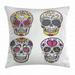 Sugar Skull Decor Throw Pillow Cushion Cover Mexican Style Traditional Sugar Skulls Set Hearts Ornate Floral Motifs Decorative Square Accent Pillow Case 18 X 18 Inches Multicolor by Ambesonne