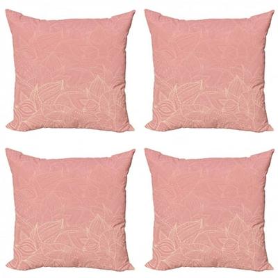 Multicolor Cute Phone Accessories Art Gift for Women and Men Peach Coral Pink Leaves Pattern Throw Pillow 18x18 