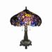 Chloe Tiffany Style Floral Antique Bronze 2-light Table Lamp Brown Purple Green