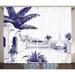 Vintage Boat Curtains 2 Panels Set Beach House by the Sea Sunny Summer Mediterranean Climate Artwork Print Window Drapes for Living Room Bedroom 108W X 63L Inches Indigo and White by Ambesonne