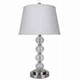 Ore International 6188T Glass Table Lamp - Satin Nickel - 28.5in.