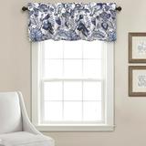 Lush Decor Cynthia Jacobean Room Darkening 18 x 52 + 2 Header Floral Blue 100% Polyester 3 Rod Pocket Single Valance