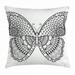 Henna Throw Pillow Cushion Cover Black and White Butterfly Design with Various Elements from Eastern Civilizations Decorative Square Accent Pillow Case 18 X 18 Inches Black White by Ambesonne