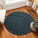 Well Woven Madison Shag Round Solid Area Rugs Blue