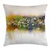 Watercolor Flower Home Decor Throw Pillow Cushion Cover Vogue Display Wisteria Violets Wreath Fragrant Plants Herbs Artsy Decorative Square Accent Pillow Case 24 X 24 Inches Multi by Ambesonne