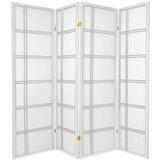 Legacy Decor Double Cross Shoji 4 Panel Room Divider 71 Tall White