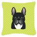 Carolines Treasures BB1289PW1414 Checkerboard Lime Green French Bulldog Canvas Fabric Decorative Pillow 14Hx14W