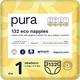 Pura Öko-Windeln Größe 1 (Neugeborene 2-5 kg), 132 Windeln (6 x 22 pro Packung), Monatsbox, mit EU Ecolabel Xertifiziert, für Empfindliche Haut, aus Bio-Baumwolle, Geruchsfrei, Feuchtigkeitsindikator