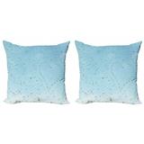 Turquoise Throw Pillow Cushion Cover Pack of 2 Heart Shape Rain Droplets on Crystal Clear Window Glass Pure Love Valentines Romantic Zippered Double-Side Digital Print 4 Sizes Blue by Ambesonne