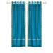 Lined-Turquoise Hand Crafted Grommet Sheer Sari Curtain Drape -43Wx63L-Piece