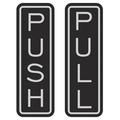 All Quality Classic Vertical Push Pull Door Sign (Black / Silver) - Small