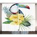 Tropical Curtains 2 Panels Set Toucan Bird with Exotic Hibiscus and Orchids Flower and Palm Plants Leaf Environmental Theme Living Room Bedroom Decor 108W X 90L Inches Multi by Ambesonne