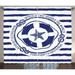 Starfish Decor Curtains 2 Panels Set Trip Around the World Nautical Emblem with Lifebuoy Starfish Striped Window Drapes for Living Room Bedroom 108W X 90L Inches Navy Blue White by Ambesonne