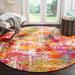 SAFAVIEH Watercolor Gemma Abstract Colorful Area Rug Orange/Green 6 7 x 6 7 Round