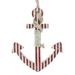 Northlight 16 Red and White Striped Nautical Hanging Anchor with Rope Wall Art