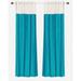 Lined-Signature Turquoise and white ring top velvet Curtain Panel-60Wx84L-Piece