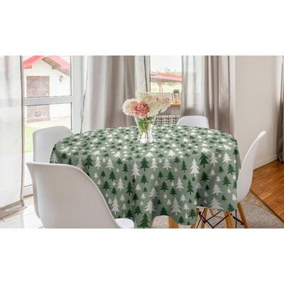 Round Printed Lace Tablecloth White Winter Snowflakes for Christmas Circular Table Cover for Dinning or Dessert Tea Table,60 Diameter 