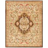 SAFAVIEH Classic Kirsteen Floral Bordered Wool Area Rug Beige/Olive 7 6 x 9 6