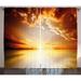 Sun Curtains 2 Panels Set Majestic Sunset View Tranquil Horizon Dramatic Skyscape Clouds Ocean Outdoors Window Drapes for Living Room Bedroom 108W X 90L Inches Yellow Dark Orange by Ambesonne