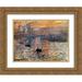 Impression Sunrise c.1872 (green) 2x Matted 24x20 Gold Ornate Framed Art Print by Claude Monet