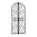 DecMode Gray Wood Arched Window Inspired Scroll Wall Decor with Metal Scrollwork Relief