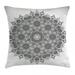 Mandala Decor Throw Pillow Cushion Cover Flower and Leaf Old Arabic Ottoman Mandala Chart Life Web Meditation Print Decorative Square Accent Pillow Case 16 X 16 Inches Black White by Ambesonne