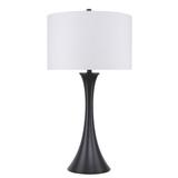 Grandview Gallery 32.5 Oiled Bronze Metal Table Lamp Featuring Sleek Hourglass Body Design and Natural Linen Drum Shade - Modern Lighting Perfect for Any Room