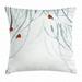 Modern Decor Throw Pillow Cushion Cover Trees Water Colored Image of Winter Woods with Bullfinches Decorative Square Accent Pillow Case 16 X 16 Inches Black White Light Grey and Red by Ambesonne