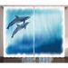 Dolphin Curtains 2 Panels Set Underwater Scene with Two Ocean Mammals in Watercolor Style Swimming Image Window Drapes for Living Room Bedroom 108W X 108L Inches Dark Blue Pale Blue by Ambesonne