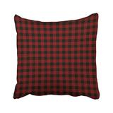 ARTJIA Black Abstract Maroon Lumberjack Buffalo Plaid Checkered Crimson Diagonal Linen Pillowcase Cushion Cover 18x18 inch