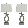 Signature Design by Ashley Contemporary Amayeta Table Lamp (Set of 2) Silver Finish