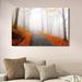 wall26 Canvas Print Wall Art Foggy Autumn Forest Path with Orange Leaves Nature Wilderness Photography Modern Art Rustic Scenic Colorful Multicolor for Living Room Bedroom Office - 32 x48