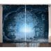 Fantasy House Decor Curtains 2 Panels Set Passage Doorway Through Enchanted Foggy Magical Palace Garden Night Scenery Living Room Bedroom Accessories 108 X 84 Inches by Ambesonne
