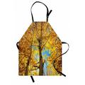 Nature Apron Autumn Fall Season Trees Forest Leaves Branches Sunbeams Art Photo Unisex Kitchen Bib Apron with Adjustable Neck for Cooking Baking Gardening Earth Yellow Sand Brown by Ambesonne