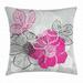 Grey Throw Pillow Cushion Cover Abstract Blossoming Peonies Romantic Spring Bridal Bouquet Feminine Corsage Decorative Square Accent Pillow Case 24 X 24 Inches Grey Magenta White by Ambesonne