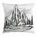 Mountain Throw Pillow Cushion Cover Hand Drawn Style View with Forest Pine Trees Lake Landscape Idyllic Sketch Decorative Square Accent Pillow Case 18 X 18 Inches Black and White by Ambesonne