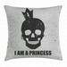 I am a Princess Throw Pillow Cushion Cover Skull with a Crown Skeleton Halloween Theme Grunge Look Decorative Square Accent Pillow Case 18 X 18 Inches Charcoal Grey and Pale Grey by Ambesonne