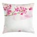 Cherry Blossom Throw Pillow Cushion Cover Watercolor Art of Japanese Peaceful Blossom Gardens Decorative Square Accent Pillow Case 20 X 20 Inches Hot Pink Pale Pink and Pale Coffee by Ambesonne