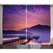 Landscape Curtains 2 Panels Set Asian Seashore in Nantou Taiwan Majestic Cloudy Sky Scenery Lake Boats Mountain Window Drapes for Living Room Bedroom 108W X 63L Inches Pink Purple by Ambesonne