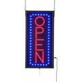 Vertical Animated LED Sign Reads OPEN Neon Blue And Red Bulbs Feature 3 Different Illumination Modes (LEDOPEN14)