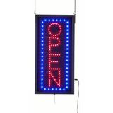 Vertical Animated LED Sign Reads OPEN Neon Blue And Red Bulbs Feature 3 Different Illumination Modes (LEDOPEN14)