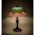 Meyda Tiffany 31143 Tiffany Cabbage Rose - 1 Light Table Lamp Mahogany Bronze Finish with Pink/Green/Blue/Chocolate Glass