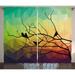 Modern Decor Curtains 2 Panels Set Birds on Branch with Geometrical Abstract Rainbow Colored Sharp Lined Backdrop Window Drapes for Living Room Bedroom 108W X 84L Inches Multicolor by Ambesonne