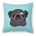 Carolines Treasures BB1201PW1414 Checkerboard Blue Black Pug Canvas Fabric Decorative Pillow 14Hx14W multicolor