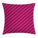 Hot Pink Throw Pillow Cushion Cover Diagonal Lines Black Stripes on Pink Backdrop Classical Modern Tile Pattern Decorative Square Accent Pillow Case 16 X 16 Inches Hot Pink Black by Ambesonne