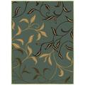 Ottomanson Machine Washable Non-Slip Rubberback Leaves 2x3 Indoor Area Rug 2 3 x 3 Seafoam Green