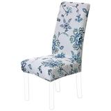 Unique Bargains Stretch Spandex Dining Chair Covers Set of 4 Gray and Blue