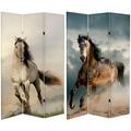 Oriental Furniture 6 ft. Tall Galloping Horses Canvas Room Divider - 3 Panel