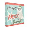 The Stupell Home Decor Collection Holiday Retro Inspired Christmas Happy Hoo-lidays Owl with Glasses and Hat XL Stretched Canvas Wall Art 30 x 1.5 x 30